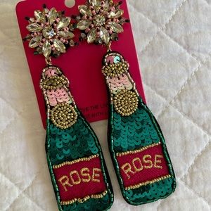BRAND NEW Hand Beaded Rosé Champagne Earrings